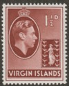 Click for more photos and details British Virgin Islands 1943 KGVI 1½d Red-Brown Ordinary Mint SG112a
