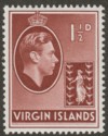 British Virgin Islands 1943 KGVI 1½d Red-Brown Ordinary Mint SG112a