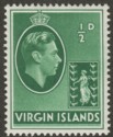 Click for more photos and details British Virgin Islands 1943 KGVI ½d Dull Green Ordinary Mint SG110a