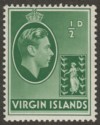 Click for more photos and details British Virgin Islands 1938 KGVI ½d Green Chalky Mint SG110