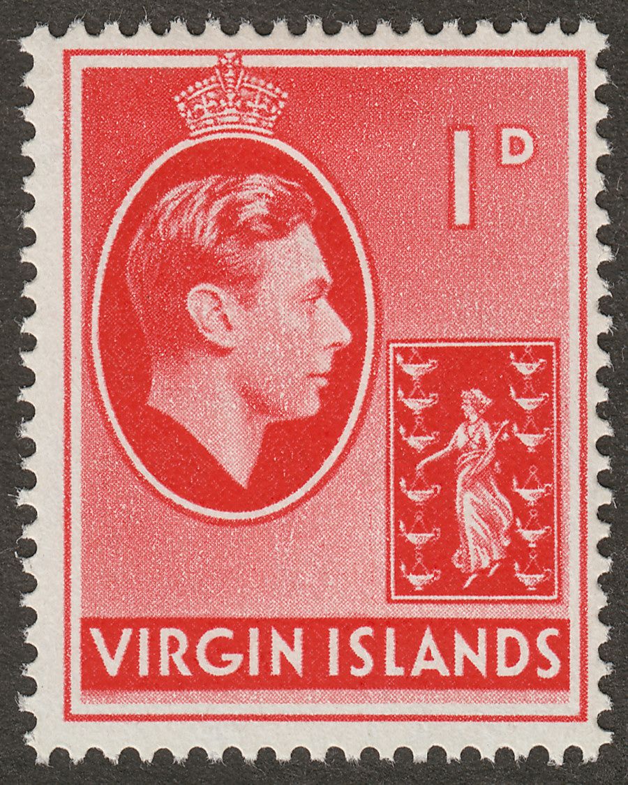 British Virgin Islands 1945 KGVI 1d Deep Scarlet Ordinary Mint SG111a