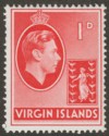 British Virgin Islands 1943 KGVI 1d Scarlet Ordinary Mint SG111a