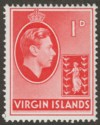 Click for more photos and details British Virgin Islands 1943 KGVI 1d Scarlet Ordinary Mint SG111a