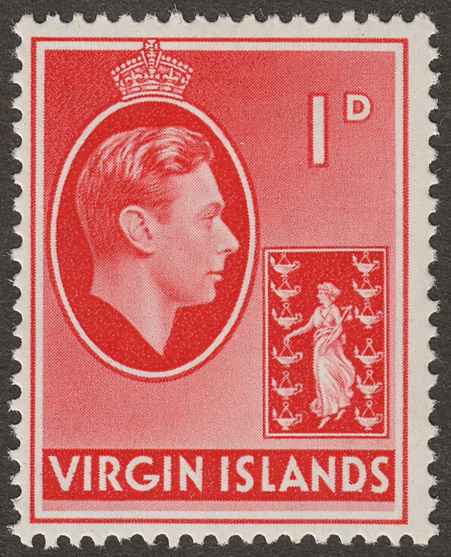 British Virgin Islands 1938 KGVI 1d Scarlet Chalky Mint SG111