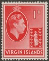 British Virgin Islands 1938 KGVI 1d Scarlet Chalky Mint SG111