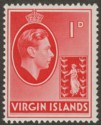Click for more photos and details British Virgin Islands 1938 KGVI 1d Scarlet Chalky Mint SG111