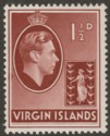 Click for more photos and details British Virgin Islands 1938 KGVI 1½d Red-Brown Chalky Mint SG112