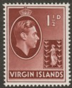 Click for more photos and details British Virgin Islands 1945 KGVI 1½d Bright Red-Brown Ordinary Mint SG112a