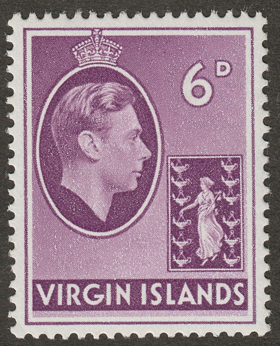 British Virgin Islands 1943 KGVI 6d Mauve Ordinary Mint SG116a