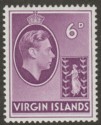 Click for more photos and details British Virgin Islands 1943 KGVI 6d Mauve Ordinary Mint SG116a