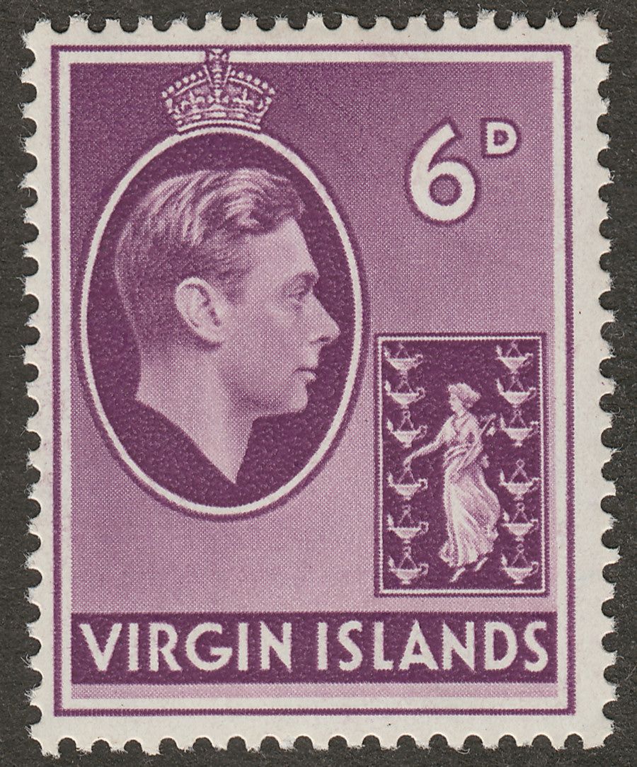 British Virgin Islands 1938 KGVI 6d Mauve Chalky Mint SG116