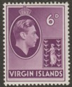 Click for more photos and details British Virgin Islands 1938 KGVI 6d Mauve Chalky Mint SG116