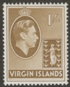 Click for more photos and details British Virgin Islands 1943 KGVI 1sh Pale Olive-Brown Ordinary Mint SG117a