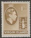 British Virgin Islands 1943 KGVI 1sh Pale Olive-Brown Ordinary Mint SG117a