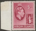 Click for more photos and details British Virgin Islands 1938 KGVI 5sh Carmine Chalky Mint SG119