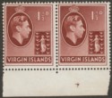 British Virgin Islands 1938 KGVI 1½d Red-Brown Chalky Pair Mint SG112
