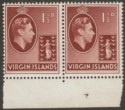Click for more photos and details British Virgin Islands 1938 KGVI 1½d Red-Brown Chalky Pair Mint SG112