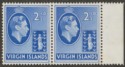 Click for more photos and details British Virgin Islands 1938 KGVI 2½d Ultramarine Chalky Pair Mint SG114
