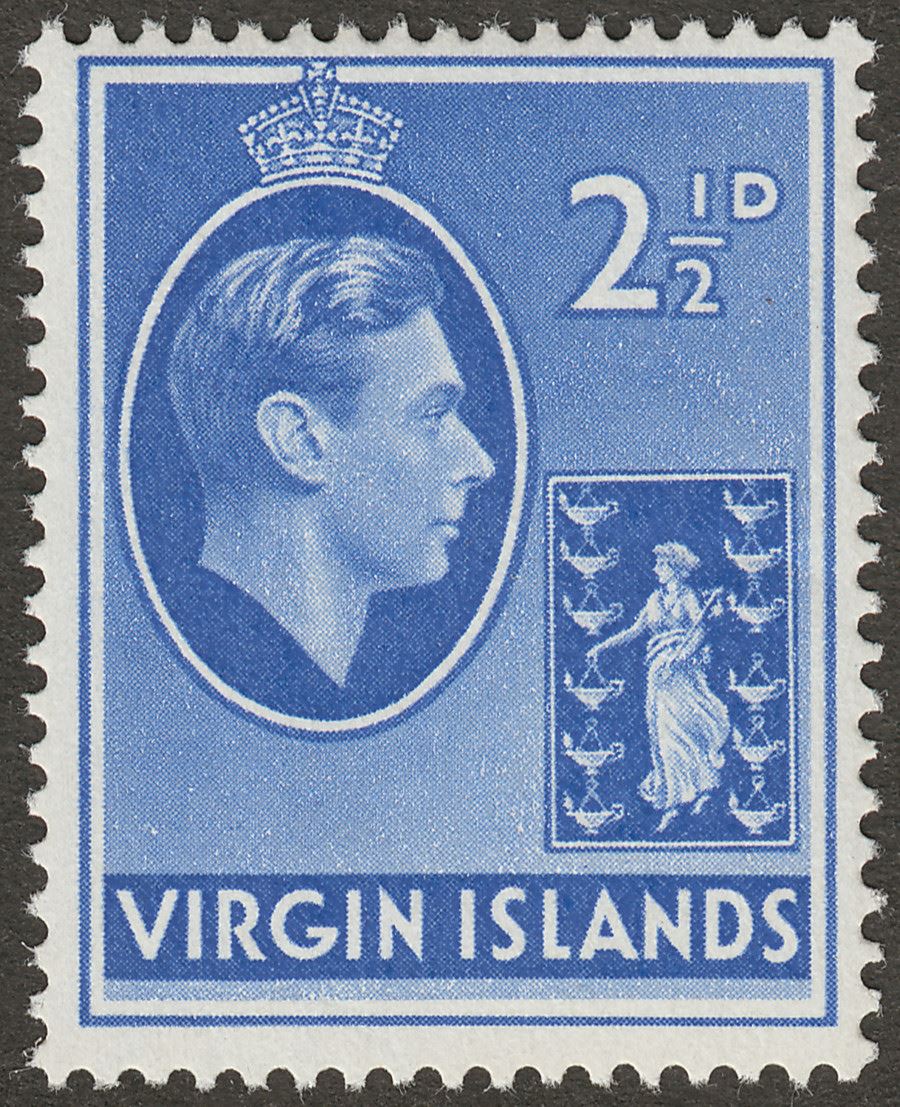 British Virgin Islands 1943 KGVI 2½d Ultramarine Ordinary Mint SG114a