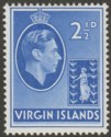 British Virgin Islands 1943 KGVI 2½d Ultramarine Ordinary Mint SG114a