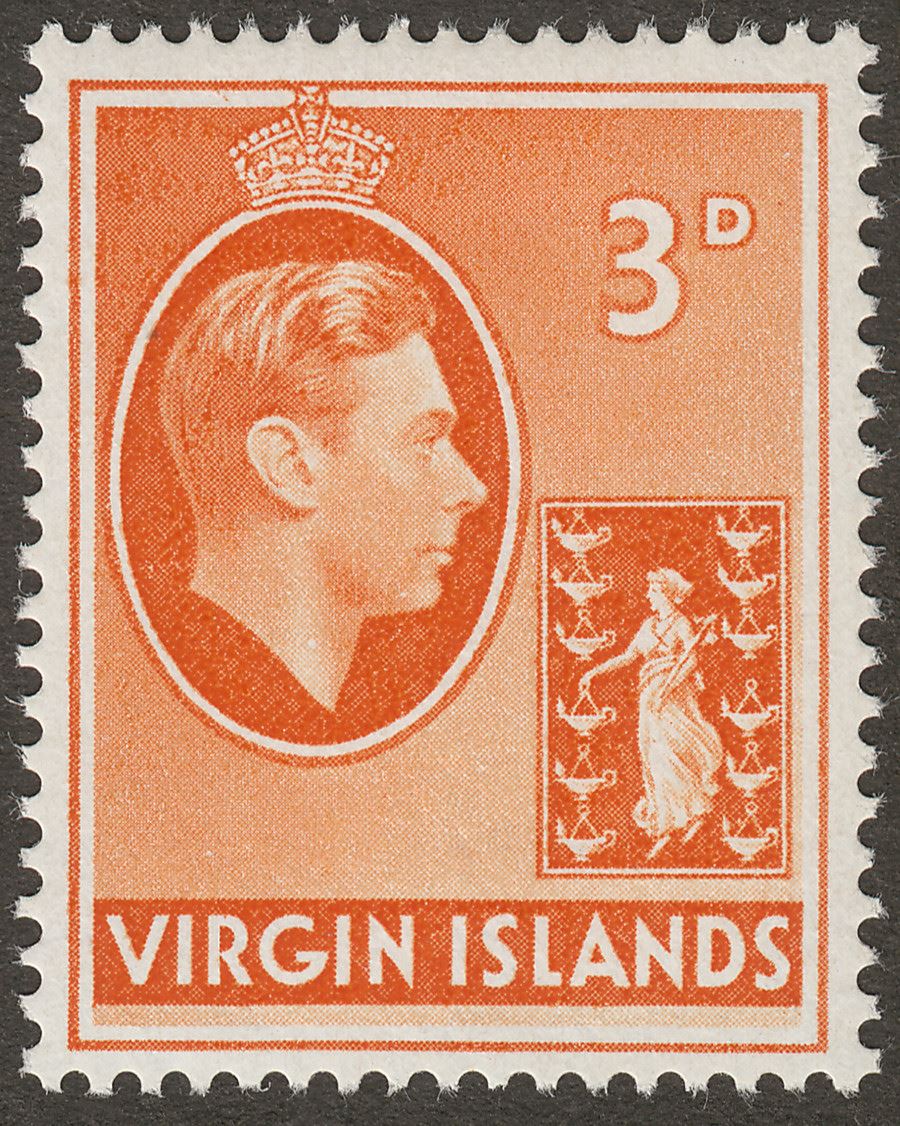 British Virgin Islands 1943 KGVI 3d Orange Ordinary Mint SG115a