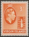 Click for more photos and details British Virgin Islands 1943 KGVI 3d Orange Ordinary Mint SG115a