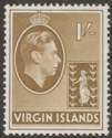 Click for more photos and details British Virgin Islands 1945 KGVI 1sh Olive-Brown Ordinary Mint SG117a