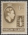 British Virgin Islands 1938 KGVI 1sh Olive-Brown Chalky Mint SG117