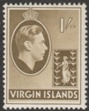 Click for more photos and details British Virgin Islands 1938 KGVI 1sh Olive-Brown Chalky Mint SG117