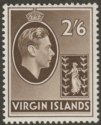Click for more photos and details British Virgin Islands 1938 KGVI 2sh6d Sepia Chalky Mint SG118