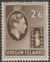 British Virgin Islands 1938 KGVI 2sh6d Sepia Chalky Mint SG118