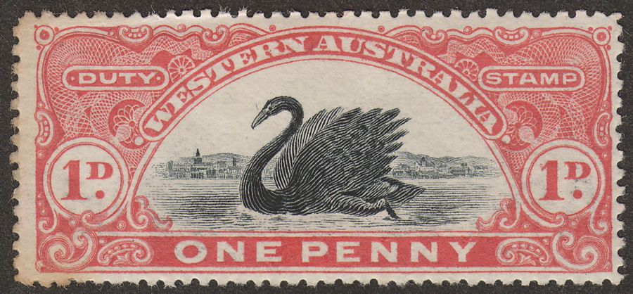 Western Australia 1904 Swan Stamp Duty 1d Engraved Mint