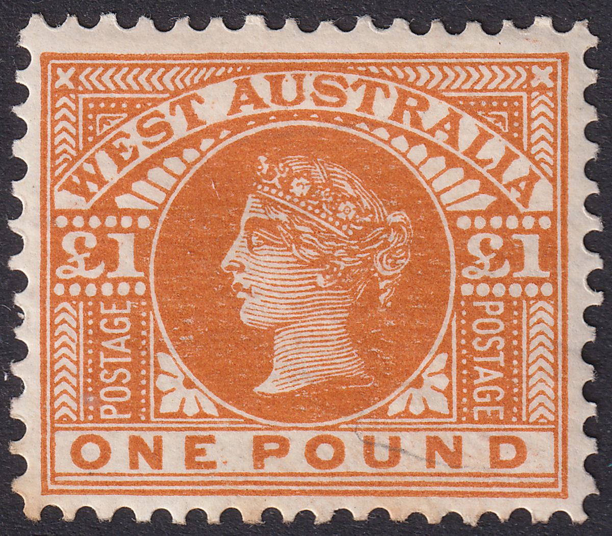 Western Australia 1902 QV £1 Orange-Brown Mint SG128 cat £450 with tones