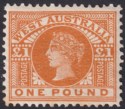 Click for more photos and details Western Australia 1902 QV £1 Orange-Brown Mint SG128 cat £450 with tones