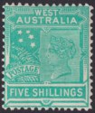 Click for more photos and details Western Australia 1902 QV 5sh Emerald-Green Mint SG126 cat £100