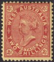 Click for more photos and details Western Australia 1902 QV 2sh Brown-Red on Yellow p12½ Mint SG124 cat £75