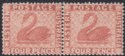 Click for more photos and details Western Australia 1888 QV Swan wmk Crown CA 4d Red-Brown Pair Mint SG105 cat£190
