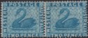 Click for more photos and details Western Australia 1861 QV Swan 2d Blue perf 14 Pair Mint SG39 cat £360