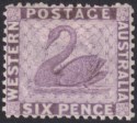 Click for more photos and details Western Australia 1875 QV Swan 6d Mauve? perf 12½ Mint SG60 cat £275