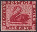 Click for more photos and details Western Australia 1881 QV Swan wmk Crown CC Reversed 4d Carm Mint SG74y c£1600