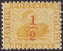 Click for more photos and details Western Australia 1884 QV ½d Surcharge on 1d Yellow-Ochre p12 Mint SG90w cat £20