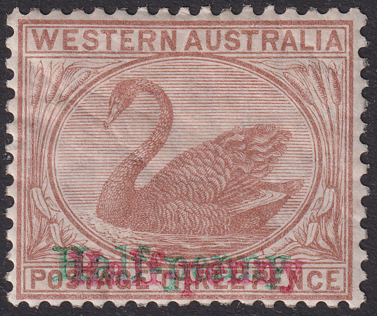 Western Australia 1895 QV ½d Surch Red + Green on 3d Brown Mint SG111a cat £110