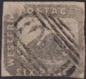 Western Australia 1859 QV Hillman Swan 6d Grey-Black Imperf Used SG19 c£700 FLTS