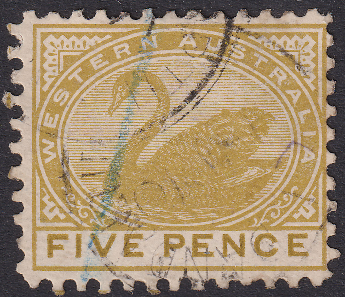 Western Australia 1902 KEVII Swan 5d Bistre p11 Used SG132 cat £80
