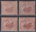 Western Australia 1871-95 QV Swan 3d Selection Mint