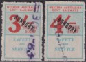 Western Australia 1961 Government Railways 3sh, 4sh BUNBURY Parcels Stamps Used