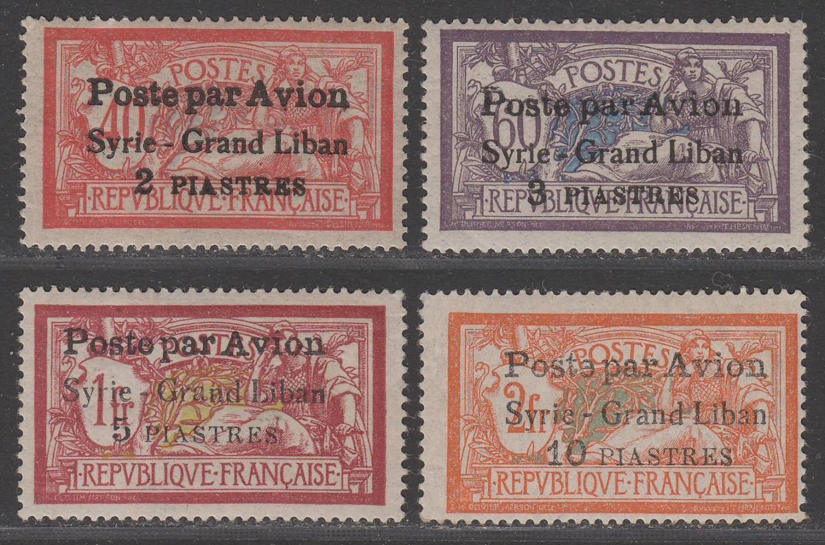 Syria Republic Under French Mandate 1923 Airmail Surcharge Set Mint SG114-117