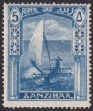 Zanzibar 1913 KGV Canoe 5r Steel-Blue Mint SG259 cat £55