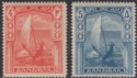 Zanzibar 1914 KGV Canoe 4r Scarlet, 5r Steel-Blue Mint SG273-274 cat £65