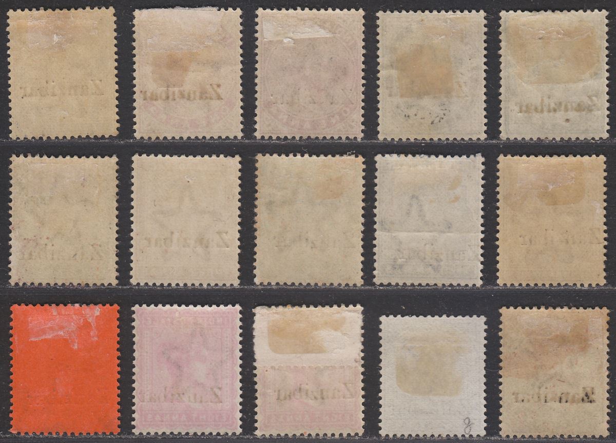 Zanzibar 1895 QV Overprint on India Set to 12a Mostly Mint SG3-16